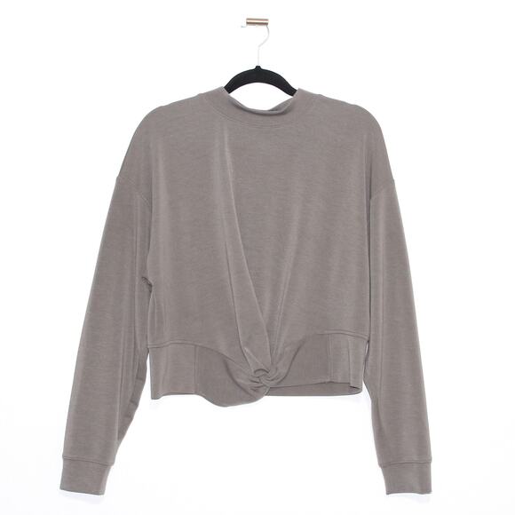 Club Monaco Twist Detail Taupe Blouse Top Size Large - Picture 1 of 5